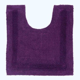 Homescapes Premium Toilet Mat, Purple, Cotton Bath Mat 50 x 55 cm with Reversible Design, Toilet Rug with Cut-Out