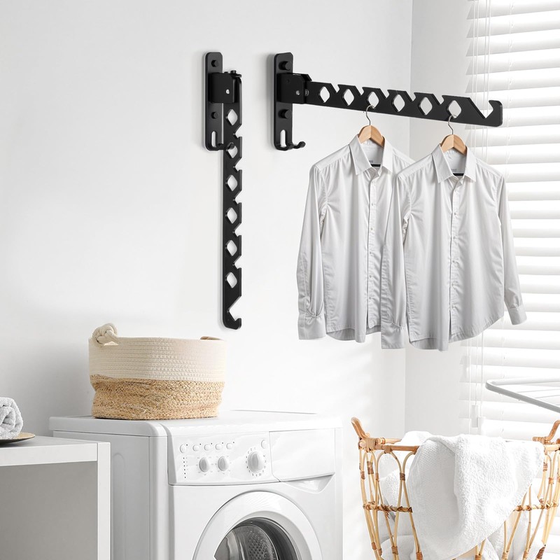 MBAIYO 3 Pack Black Wall Mount Coat Hanger Holder, Retractable