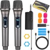 2 Pcs Micrófono de Karaoke Inalámbrico, Micrófonos Dinámicos Recargables, Bocina