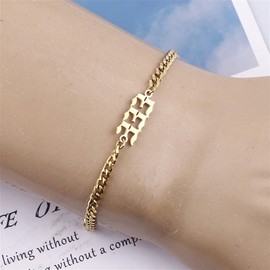 Angel Number Bracelet Charm Dainty Stainless Steel 000-999 Lucky Number Bracelet Link Adjustable for Women Fashion Wristband Jewelry Gifts(G03)