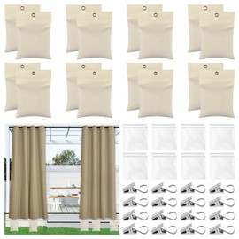 16 Pack Curtain Weights, 24oz Outdoor Curtain Weights Bag, Reusable Drapery Weighted Bottom Gazebo Weights Sandbags with Sealed Bags and Clips for Drapes Cabana Gazebo Pergola Patio Garden