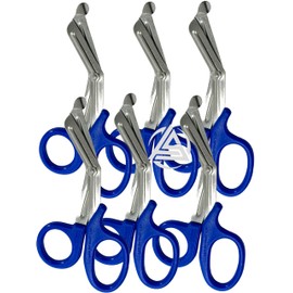 EMT Trauma Shears with Serrated Blade and Plastic Handle Blue (6 Pack) Paramedic Scissors
