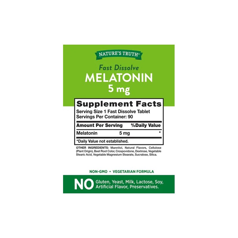 Natures Truth Melatonina 5 Mg 180 Tabletas Sabor Baya