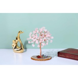 Jovivi Pack of 2 Mini Crystal Trees with Agate Base Money Tree Tumbled Stones Wire Wrap Tree of Life Lucky Tree Feng Shui Decoration