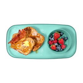 Madesmart Dipware Small Reusable Serving Tray for Appetizers and Snacks, Food-Safe Small Appetizer Serving Platter with Removable Dip Bowl, Teal