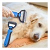 Cepillo peina deslanador para perro o gato autolimpiante color azul