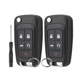2×5 Button 315 MHz Car Remote Control Flip Key for Chevy Cruze Camaro Equinox Impala Malibu Sonic Remote Car Key Fob (OHT01060512) ID46 Chip with Keyring and Screwdriver