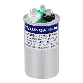 VEXUNGA 30/5 uF 30+5 MFD 370VAC or 440VAC Dual Run Start Round A/C Capacitor CBB65 CBB65B Air Conditioner Capacitors for AC Unit Fan Motor Start or Heat Pump or Condenser Straight Cool