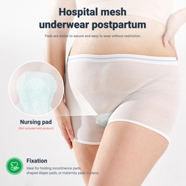 CARER Healthcare Incontinence Pregnancy 4PCS Disposable Postpartum Underwear Breathable,Soft, High Waist, High Stretchable, Latex-Free Maternity Mesh Underwear (XXL) White