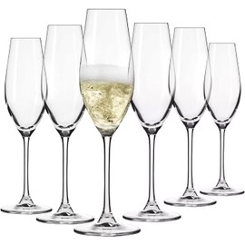 Krosno Champagne and Sparkling Wine Glasses, Set of 6, 7.10 oz, Splendor Collection, Lead-Free Glass, Flutes for Prosecco, Sparkling Wine, Champagne and Mimosas, Dishwasher Safe, Made in Europe