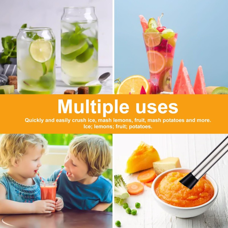 2pcs Cocktail Muddler, Stainless Steel Bar Muddler for Cocktails Drink