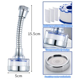 360 ° Rotating Bathroom Faucet Filter, Sink Faucet Filter with Extension Tube for Kitchen and Bathroom, Water Purifier to Remove Heavy Metals to Soften Hard Water, Faucet Bubbler Water Purifier Shower