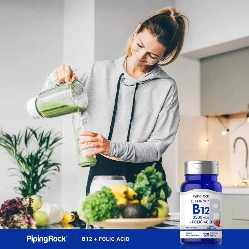 Vitamina B12 2500 Mcg + Acido Fólico, 120 Tabletas Hecho