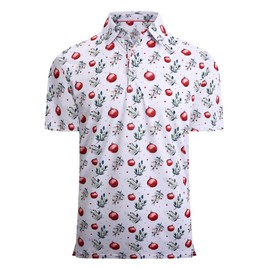 Alex Vando Mens Hawaiian Golf Shirt Moisture Wicking Digital Print Golf Shirts for Men,White Christmas Ball,M