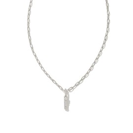 Kendra Scott Crystal Letter I Short Pendant Necklace, Rhodium-Plated Brass, Fashion Jewelry for Women