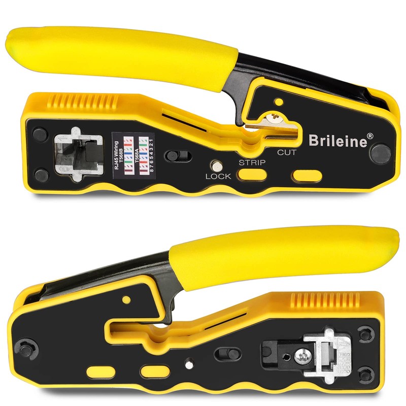 Brileine RJ45 Crimp Tool Pass Through RJ45 Crimper All-in-one Ethernet