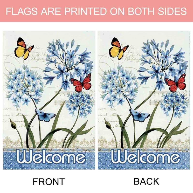 Morigins Floral Butterfly Double Sided Welcome Spring Garden Flag 12.5x18