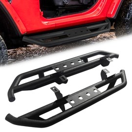 TIEZFUL Running Boards Compatible with Jeep Wrangler JK 2 Doors 2007-2018, Heavy-Duty Off-Road Side Steps, Tubular Carbon Steel Step Bars, Anti-Slip Rock Slider Rails