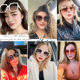 Dollger Oversized Square Sunglasses for Women Trendy Big Large Wide Fashion Sun glasses Shades for Men 100% UV Protection Transparent brown