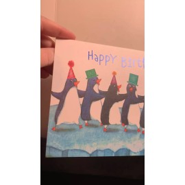 academy greetings Happy Birthday Large Greeting Card Penguin Conga Line Slipping By!