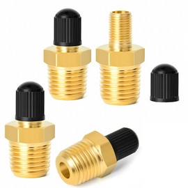 UESDU 4 Pcs Brass Air Inflator Adapter, Schrader Valve with 1/4" Male NPT Air Compressor Tank Fill Valve Tyre Inflator Valve Connector