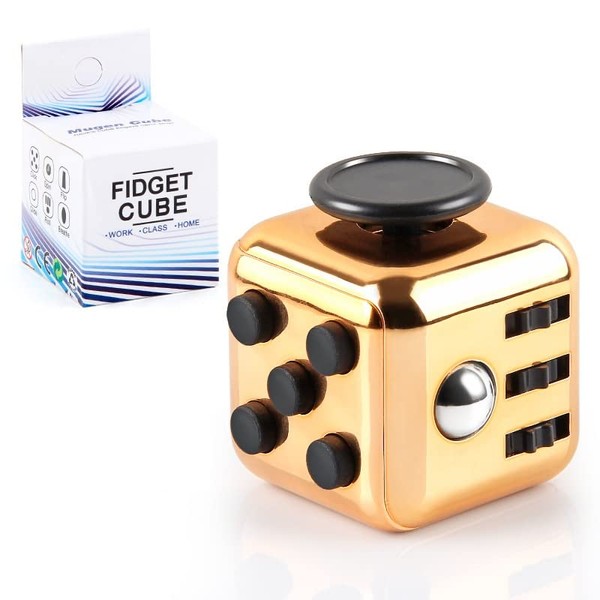 Yeefunjoy Fidget Toy Cube Toy Sensory Toy Stress Anxiety Relief Toy, Killing Time Finger Toy Office Classroom Toy Gift for Adults And Children - Golden Color