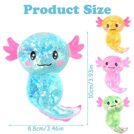 4PCS Cute Axolotl Squeeze Toys, Cute Axolotl Squishie, Axolotl Toy Set, Unwind Relaxing Sensory Stretchy Ball Axolotl Stretchy Fidget Toys for Kids & Adults