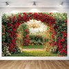 7X5ft Red Rose Background Floral Backdrop, Romantic Red Rose Spring