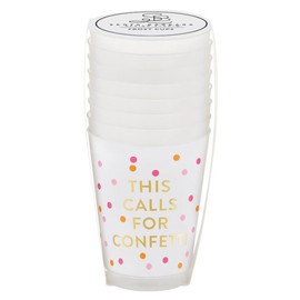 Santa Barbara Design Studio Party Cups 8-Count Reusable BPA-Free Plastic Frost Cups, 16-Ounce, Confetti