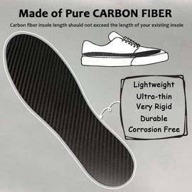 REOFAY Carbon Fiber Insole for Turf Toe, Foot Fractures, Hallux Rigidus, Limitus, Rigid Insert for, Basketball, Running, Alternative to Post Op Shoe 275 mm 1PC