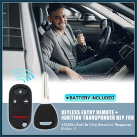 TUCKBOLD 433MHz A269ZUA101 Keyless Entry Remote Ignition Transponder Key Fob for Honda Civic 1996-2000 for Honda Accord 1998-2002 13 Chip 4 Buttons Automotive Parts