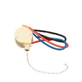 Leviton Ceiling Fan Pull Chain Switch, 3-Amp Single-Pole, 2-Circuit 4-Position, 1689-50, Ivory