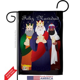 Feliz Navidad Garden Flag Set Mailbox Hanger Wintertime Nativity Three King Religious Holy Family Season Christian Small Decorative Gift Yard House Banner Double-Sided Imported 13 X 18.5