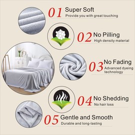 Polar Fleece Blankets King Size for The Bed Extra Soft Brush Fabric Super Warm Bed Blanket Lightweight Couch Blanket 90" x 108"(Light Gray King)