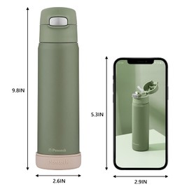 TSURUYA 18oz Insulated Thermos with Straw, Double-walled Leakproof Water Bottle with Pop up Lid, BPA-Free Stainless Steel Water Bottle for Back to School