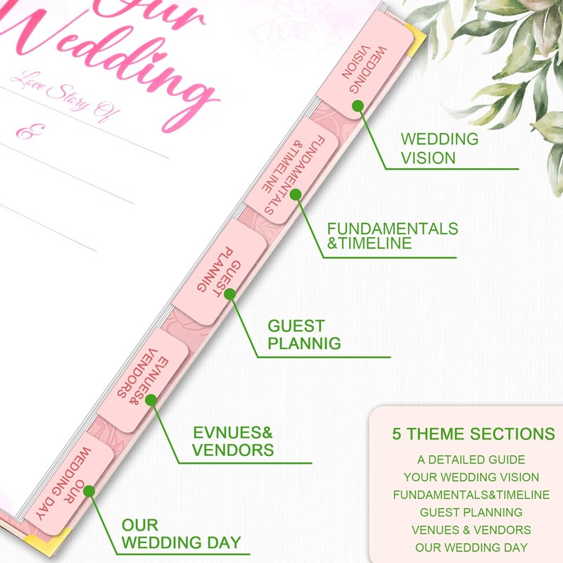 Wedding Planner For Bride-Bridal Wedding Planning binder With 5 Tabbed