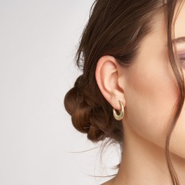 AMELINE 14K Gold Hoop Earrings for Women, Small Gold Hoop Earrings Well-polished Gold Chunky Hoop Earrings Dainty Hypoallergenic Earrings