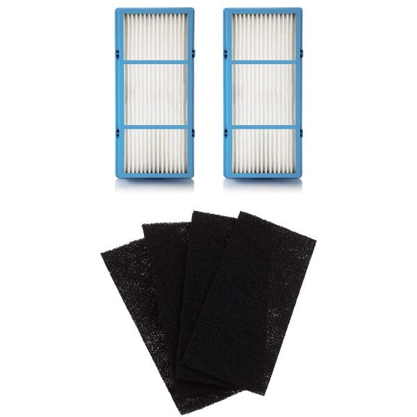 Nispira True HEPA Air Filter Replacement Carbon Compatible with Holmes AER1 HAPF30AT Air Purifier - 1.2” x 10” x 4.6” (2 HEPA Filters + 4 Carbon Filters)