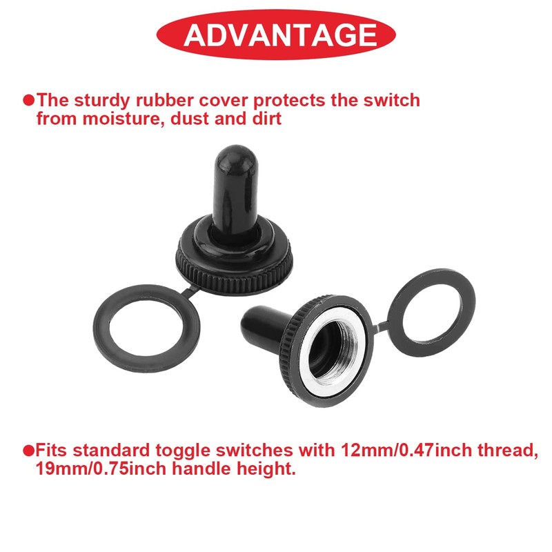 MKBKLLJY 5Pcs 12mm/0.47inch Mounting Hole Black Waterproof Dustproof Rubber Boot