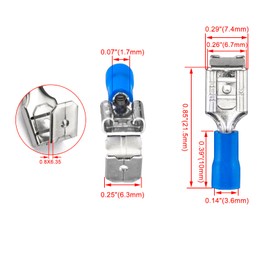 Heschen male multi-stack disconnector spade crimp terminal, PBDD2-250, AWG 16-14, blue 100 pcs