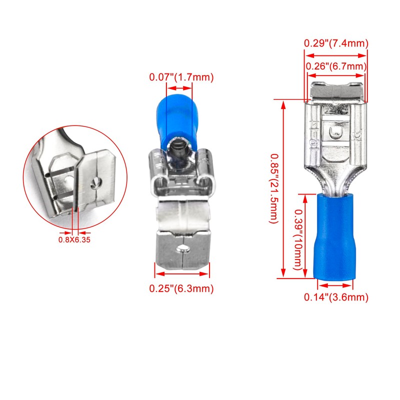Heschen male multi-stack disconnector spade crimp terminal, PBDD2-250, AWG 16-14,