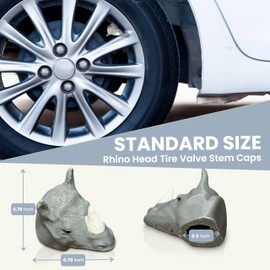 Rhino Head Tire Valve Stem Caps – Set of 4 – Funny Animal Car Accessories for Bike, Car, Truck, SUV – Cool Wildlife Air Valve Covers – Universal Fit