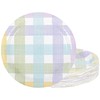 AllReal 24Pcs Spring Easter Dessert Plates Pastel Gingham Disposable Paper