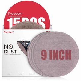 Faoyoon 9 Inch Sanding Disc Drywall Sandpaper, Dust Free Sanding Drywall Sander Pads, 15 Pack Assortment 80 | 120 | 220 | 320 | 600 Grit
