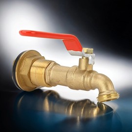 Rain Barrel Faucet, Brass Rain Barrel Spigot Wide Application Quarter Turn Ball Valve AntiErosion Durable 1/2 Inch Rustproof for Swimming Pools