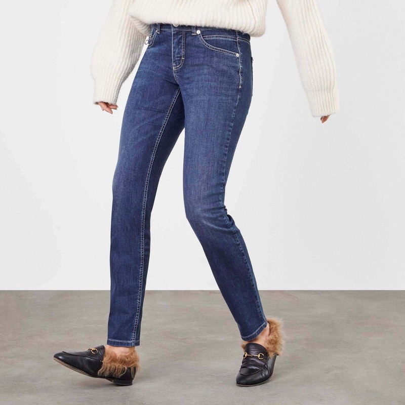 MAC Jeans Women's Slim Jeans, D845 (New Basic Wash)