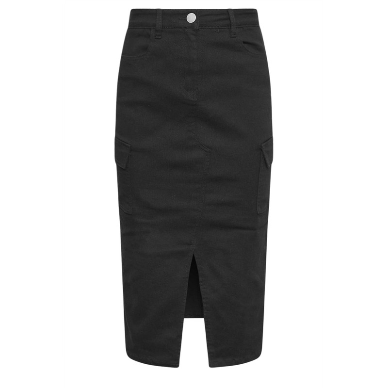 PixieGirl Black Utility Midi Skirt Petite