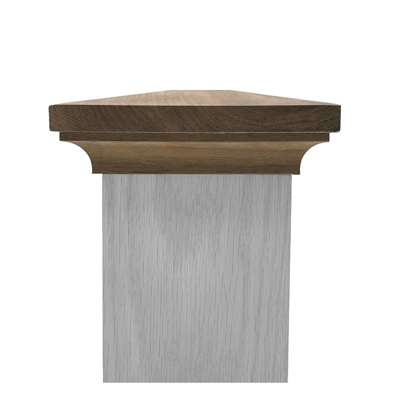 Flat Peak Newel Cap, for 3 1/4" Square Newel Posts,