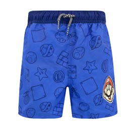 Mario BROS Boys Mario Swim Shorts Gaming Swimwear for Kids Blue 4