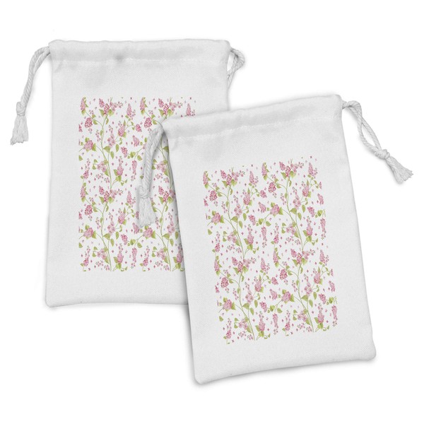 Ambesonne Shabby Flora Fabric Pouch Set of 2, Nature Blossoms